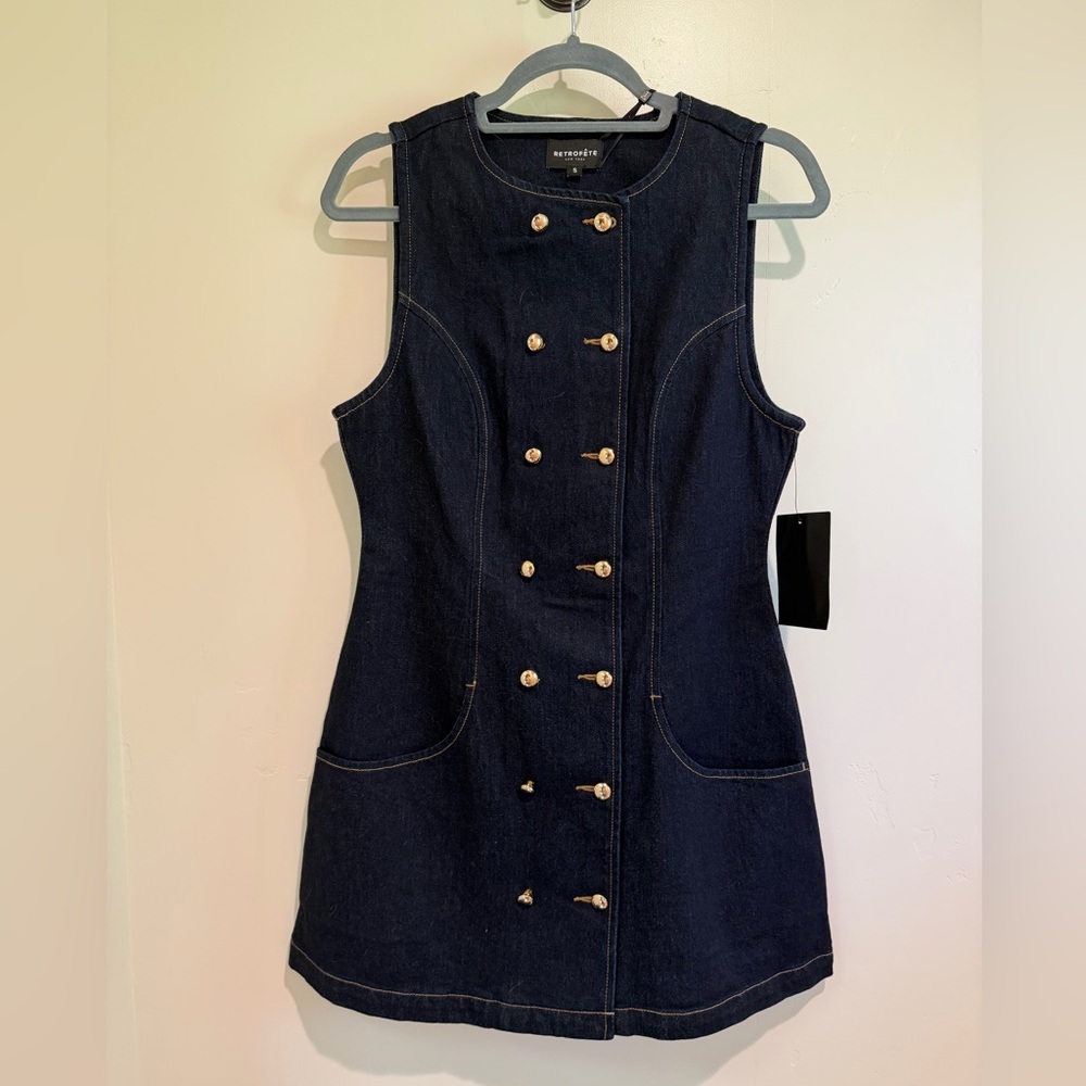 Retrofete Denim Button-Front Mini Dress - Picture 2 of 4